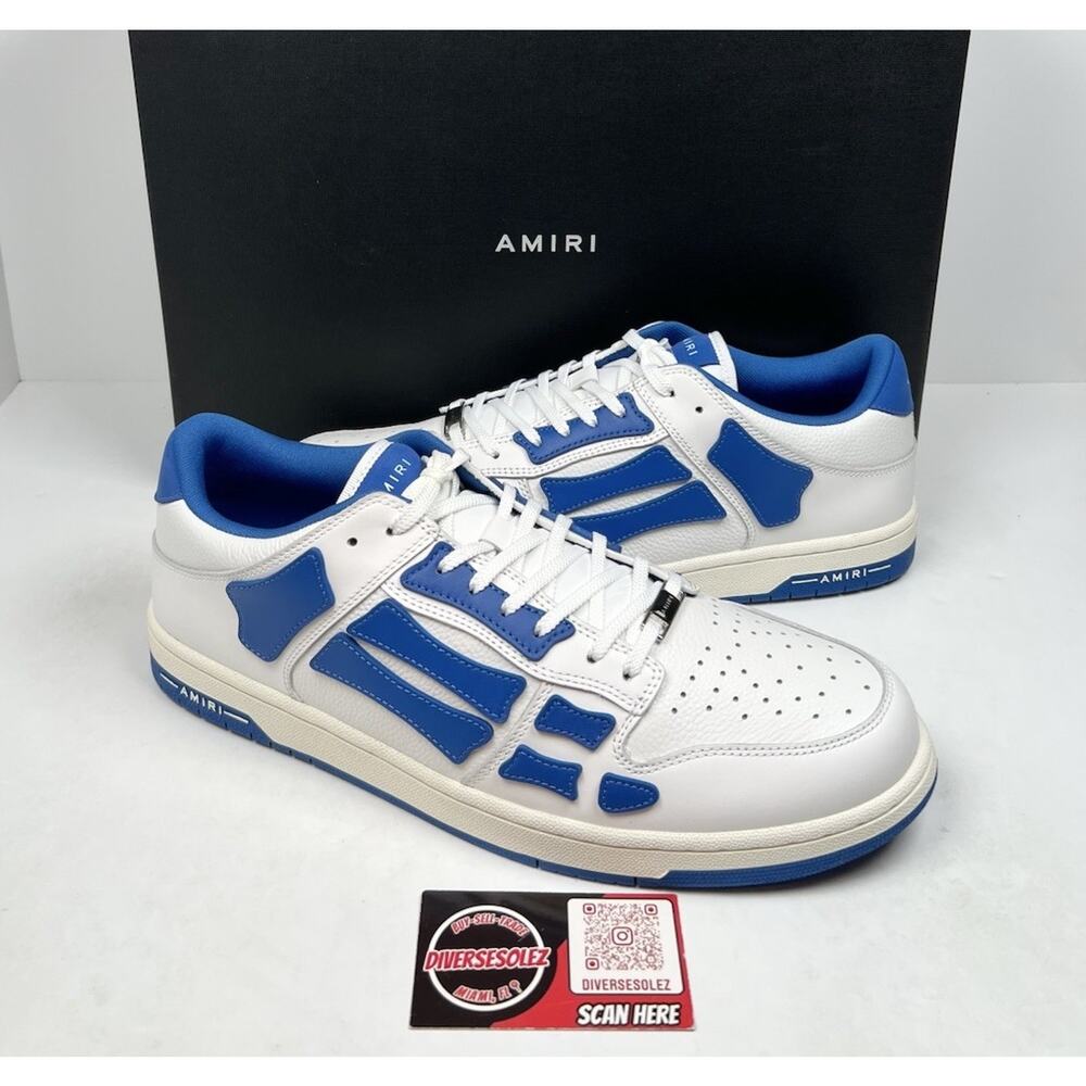 Size 15US - Amiri Skel Top Low White/Blue💙 New/ Retail $650/ 100% Authentic!